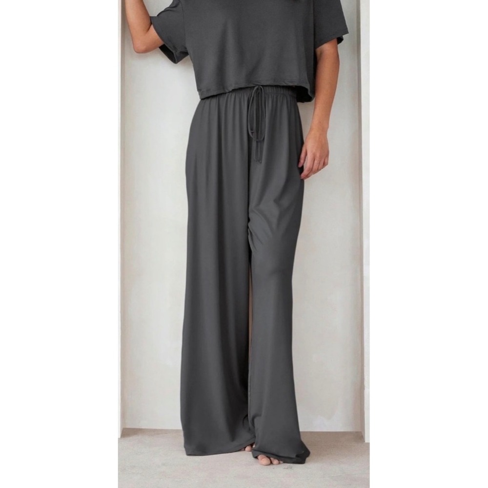 Nwt Bumpsuit The Cloud Wide Leg Lounge Pants XL Gray Elastic Waist Maternity